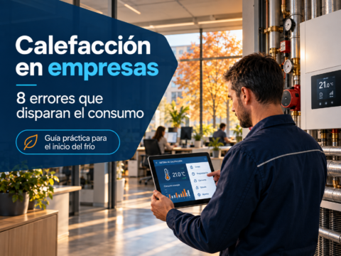 Técnico revisando el sistema de calefacción de una empresa para controlar el consumo energético al inicio del frío.
